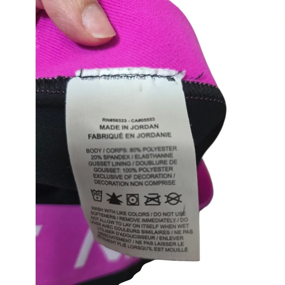 Nike Dri-FIT Womens L Compression Shorts Black Pink Logo Waistband Athletic